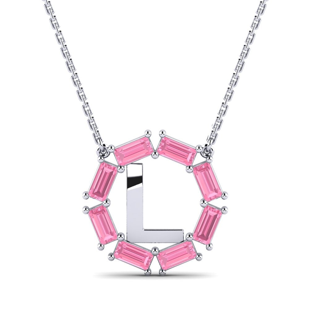 Baguette Rosa Saphir Damen halskette Myrtice L