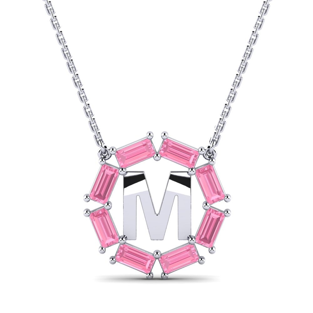 Baguette Rosa Saphir Damen halskette Myrtice M