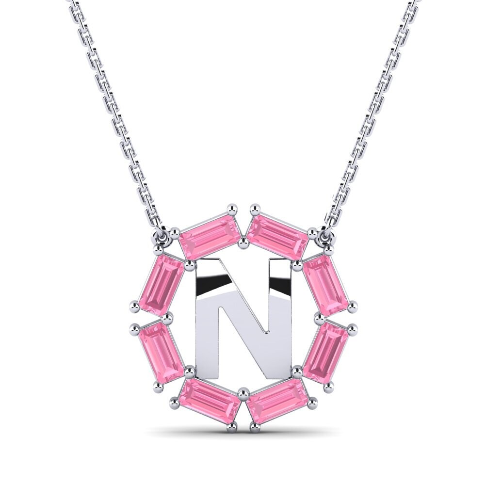 Baguette Rosa Saphir Damen halskette Myrtice N