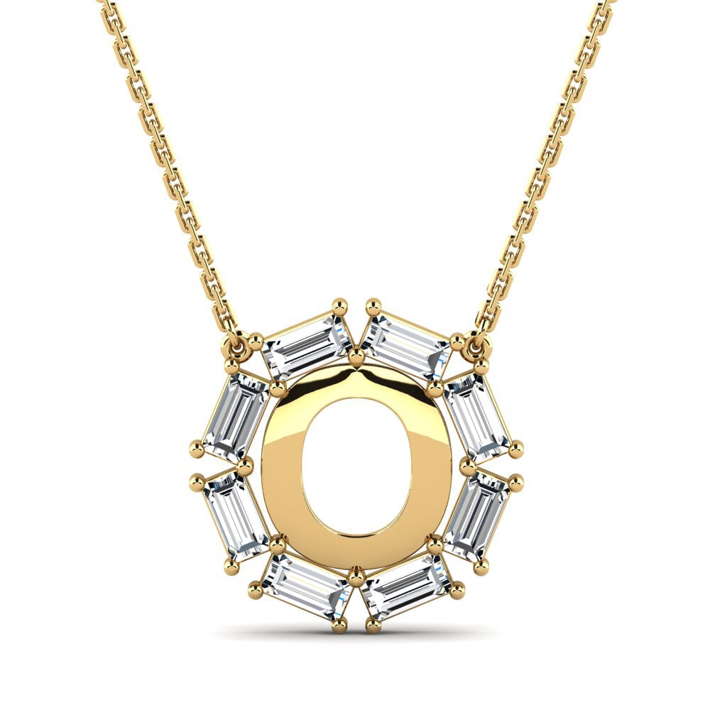 Gelbgold 585 Baguette Damen halskette Myrtice O