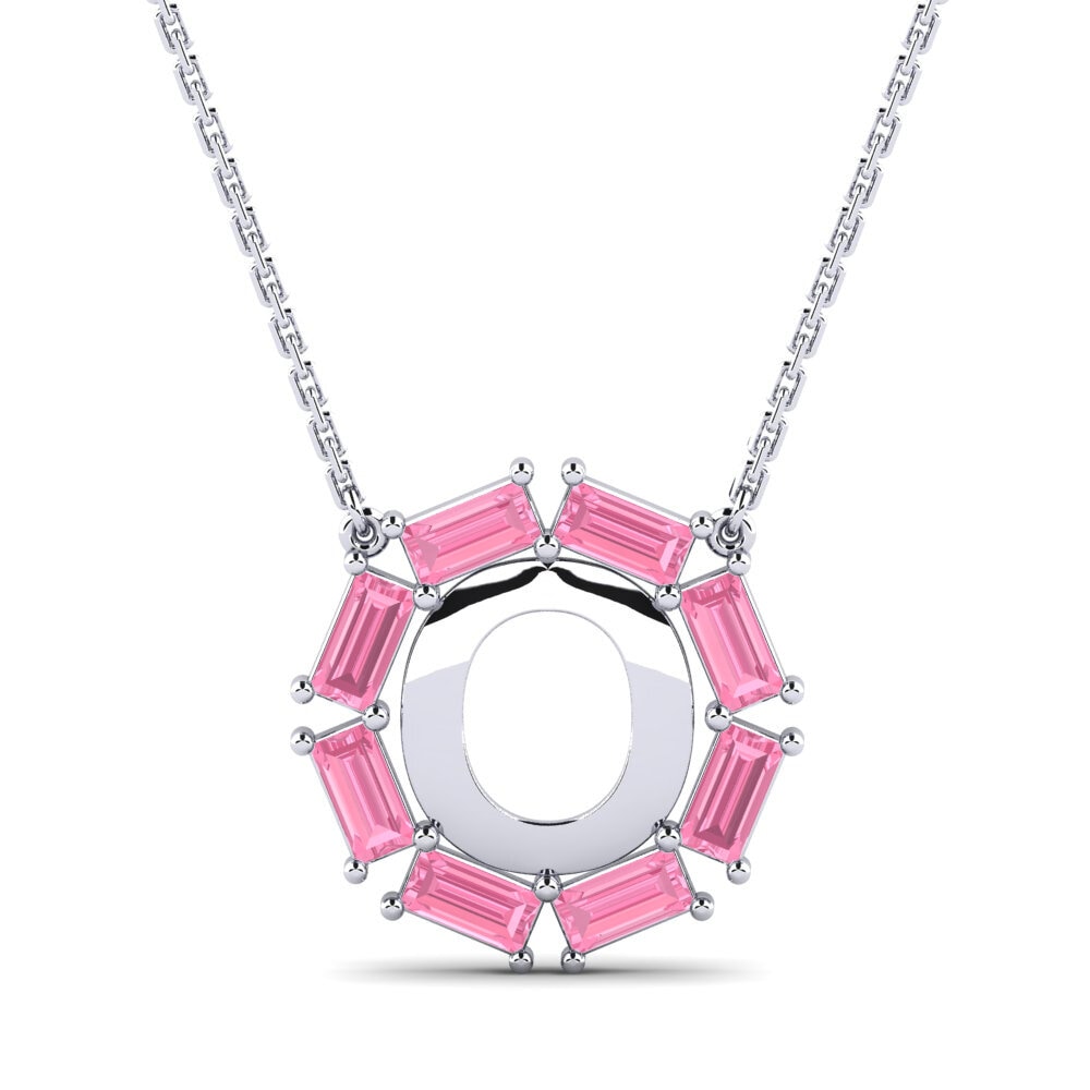 Baguette Rosa Saphir Damen halskette Myrtice O