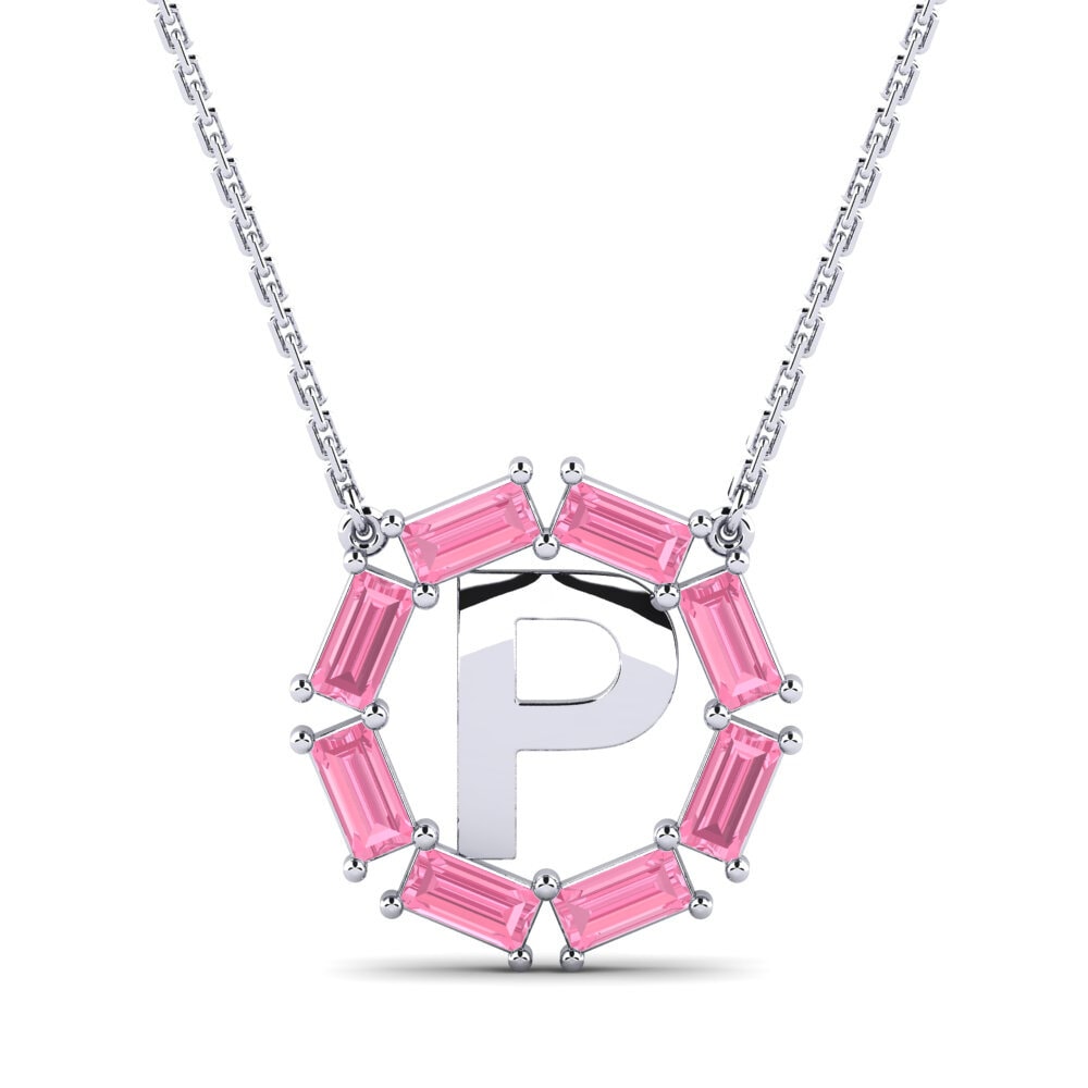 Baguette Rosa Saphir Damen halskette Myrtice P