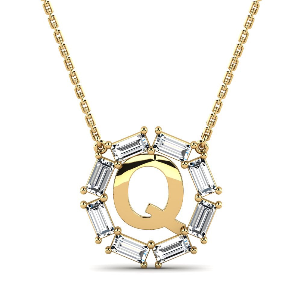 Gelbgold 585 Baguette Damen halskette Myrtice Q