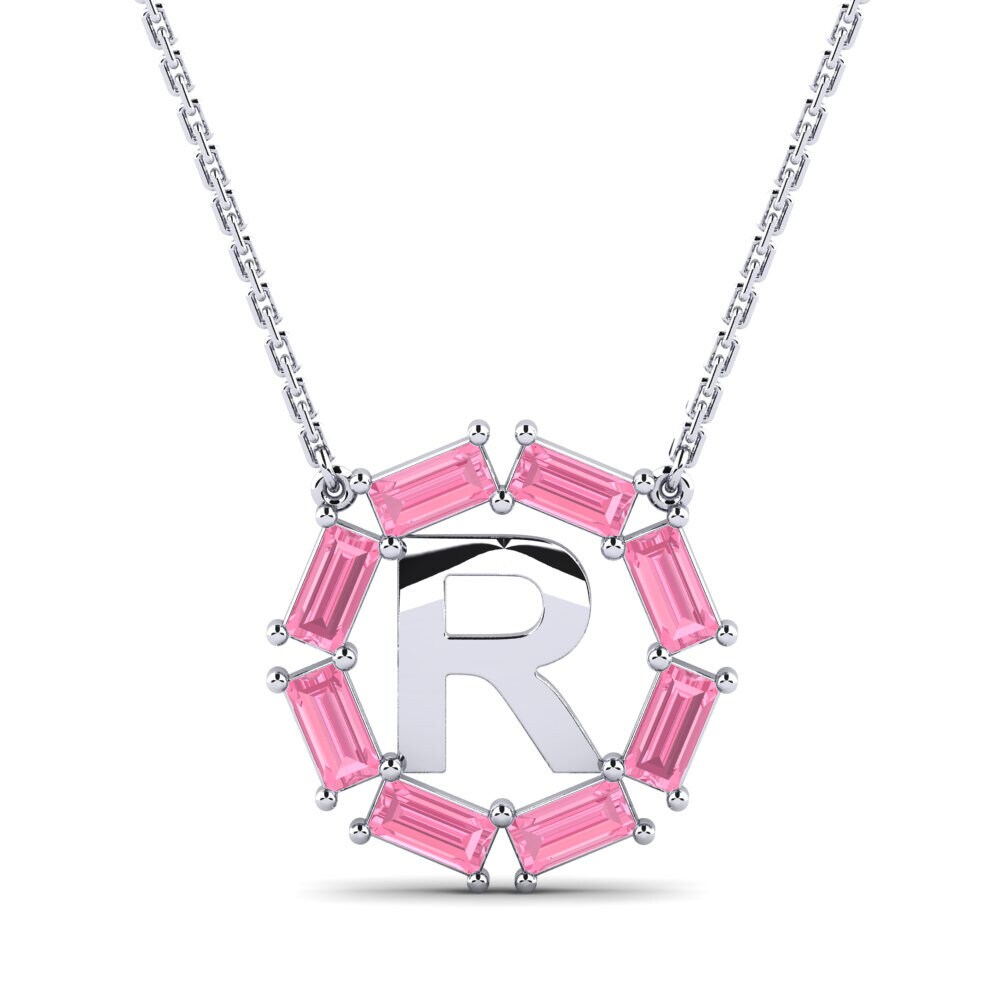 Baguette Rosa Saphir Damen halskette Myrtice R