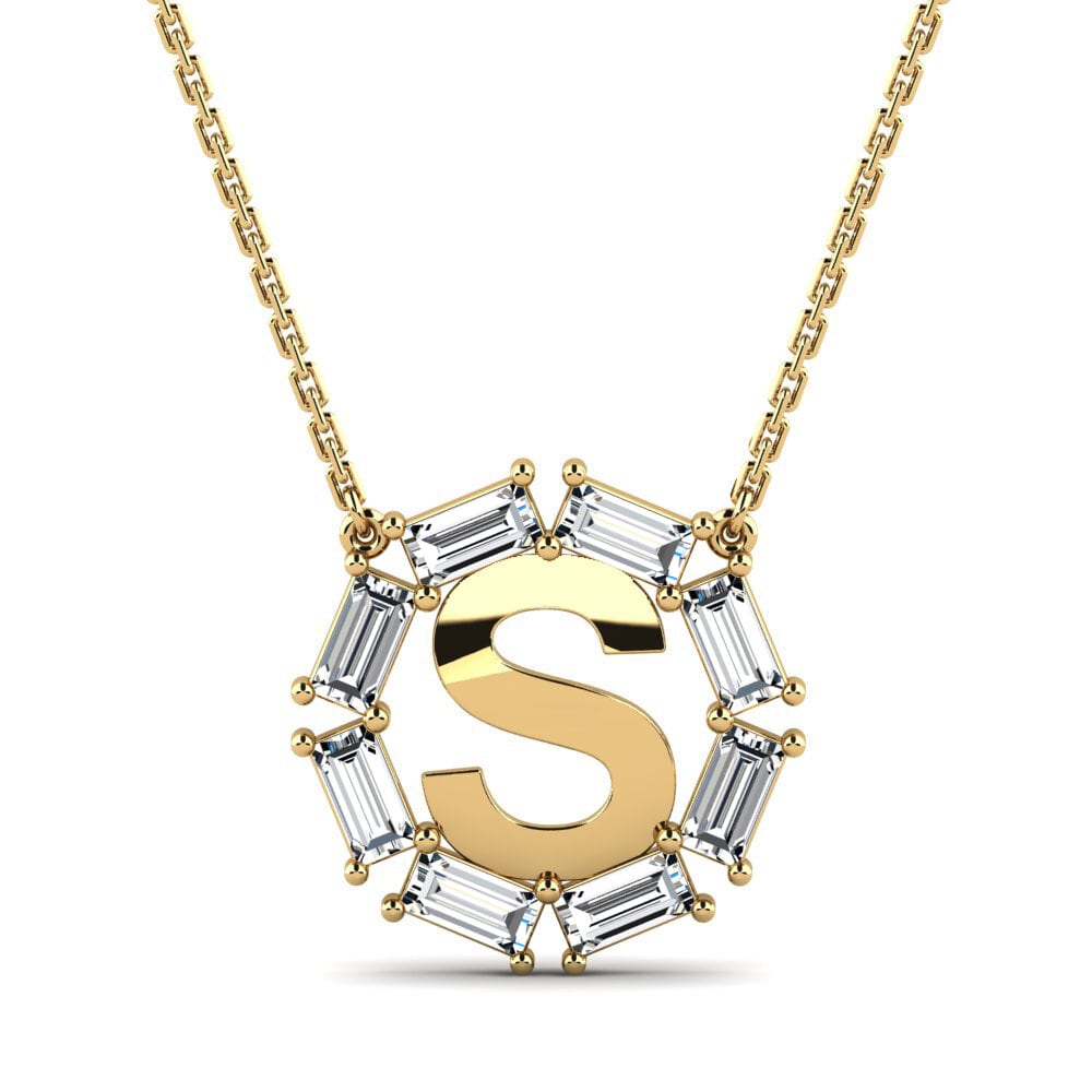 Gelbgold 585 Baguette Damen halskette Myrtice S