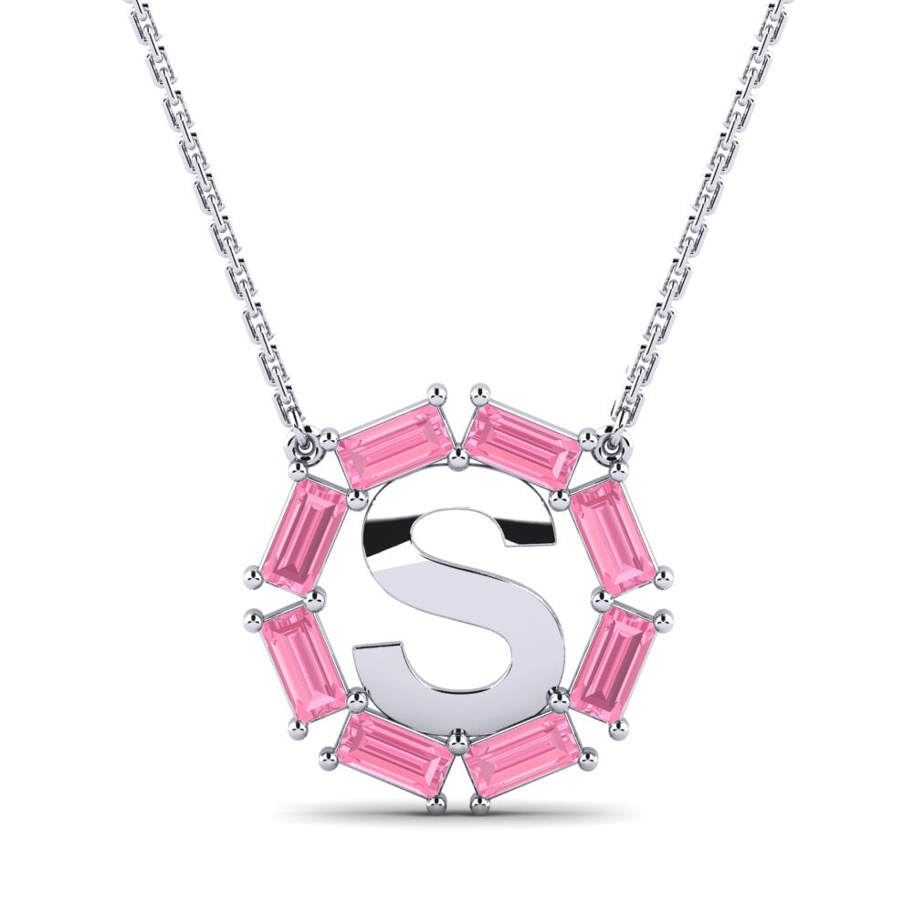 Baguette Rosa Saphir Damen halskette Myrtice S