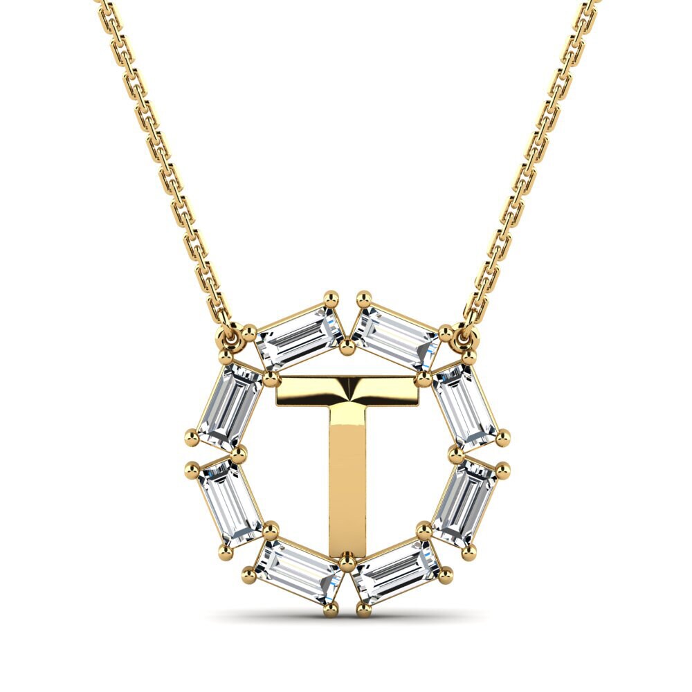 Gelbgold 585 Baguette Damen halskette Myrtice T