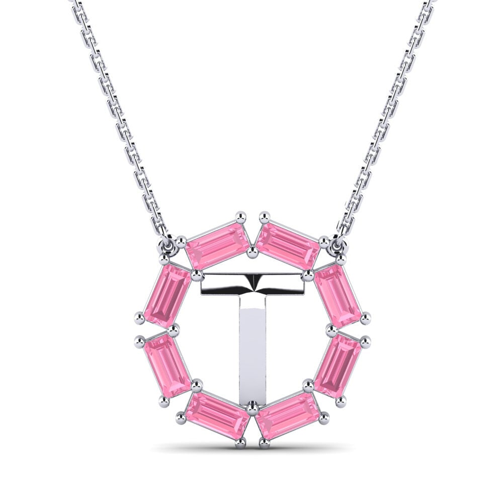 Baguette Rosa Saphir Damen halskette Myrtice T