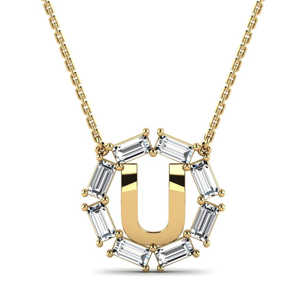 Gelbgold 585 Baguette Damen halskette Myrtice U