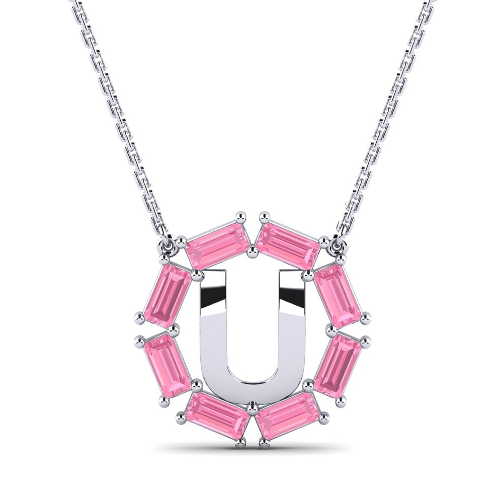 Baguette Rosa Saphir Damen halskette Myrtice U