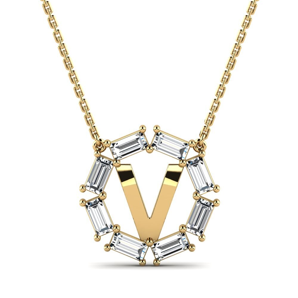 Gelbgold 585 Baguette Damen halskette Myrtice V