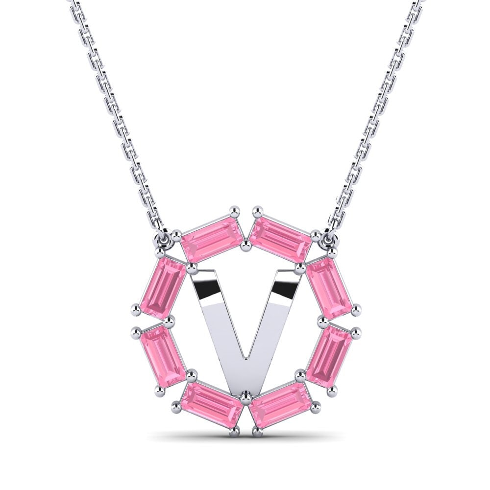 Baguette Rosa Saphir Damen halskette Myrtice V