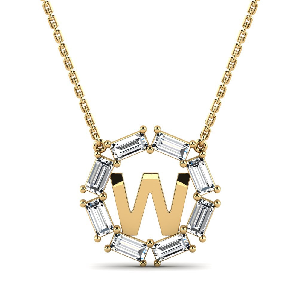 Gelbgold 585 Baguette Damen halskette Myrtice W