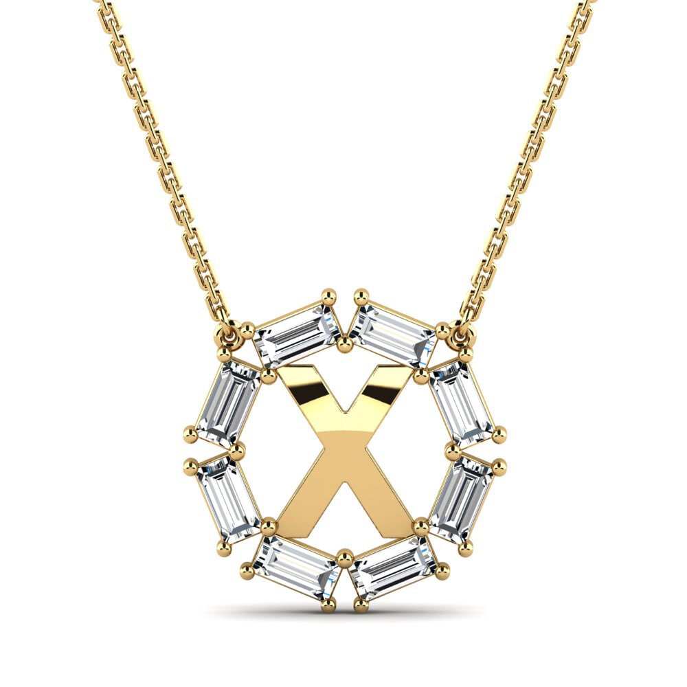 Gelbgold 585 Baguette Damen halskette Myrtice X