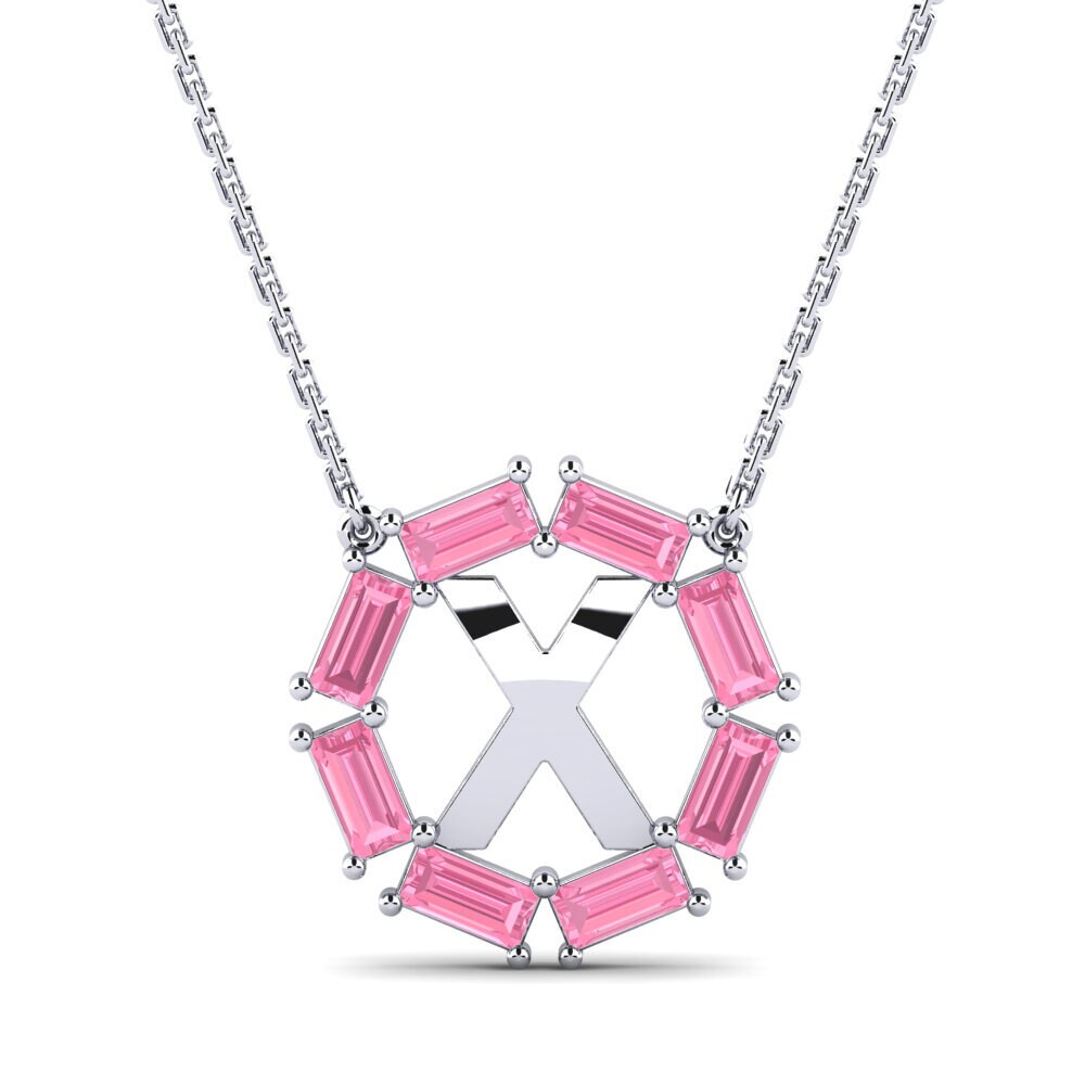Baguette Rosa Saphir Damen halskette Myrtice X