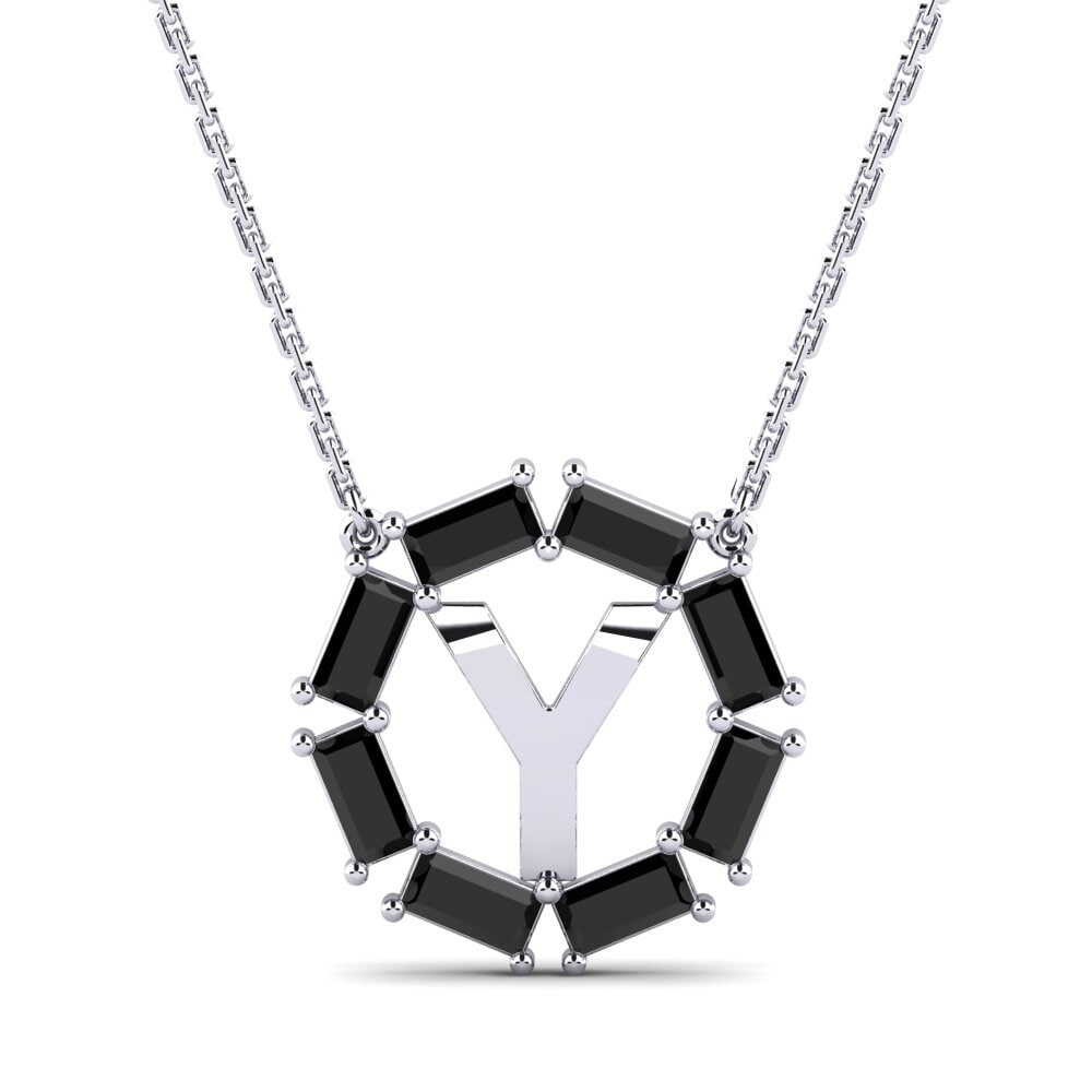 Baguette Schwarzer Diamant Damen halskette Myrtice Y