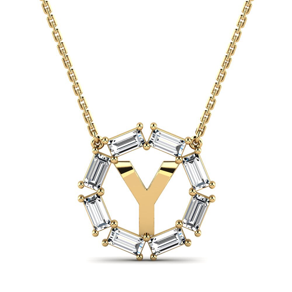 Gelbgold 585 Baguette Damen halskette Myrtice Y