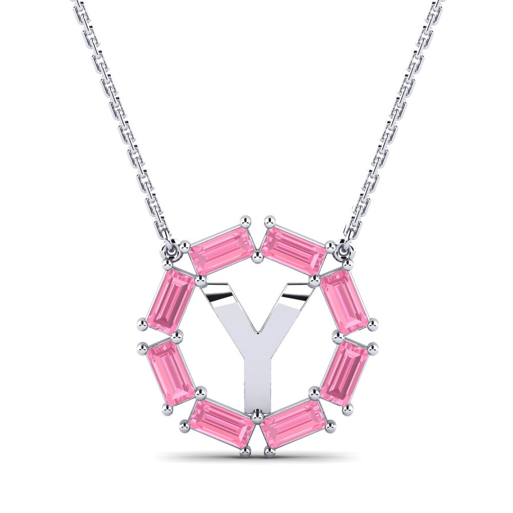 Baguette Rosa Saphir Damen halskette Myrtice Y