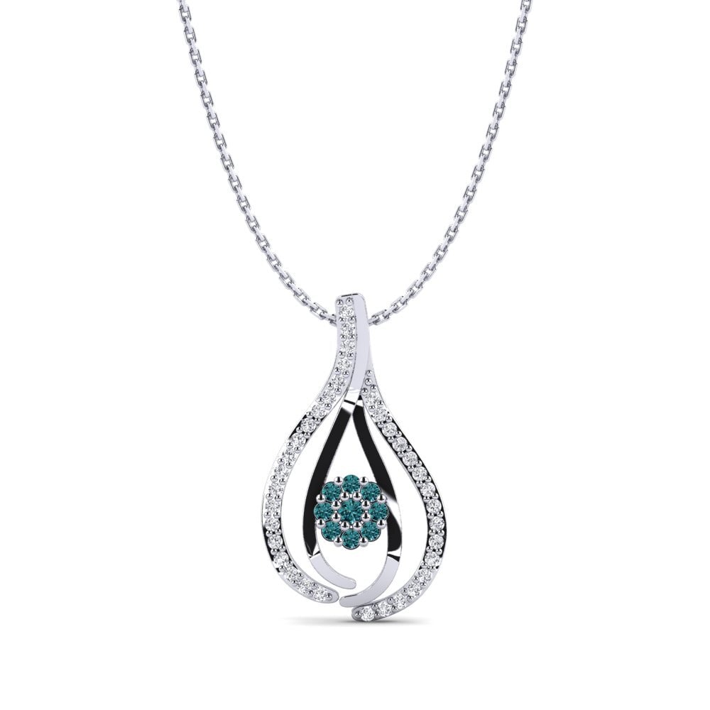 950 Platin Blauer Diamant Damen halskette Alexia