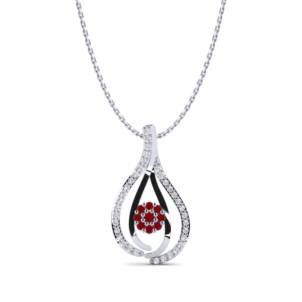 White Silver Red Zirconia Women's Pendant Alexia