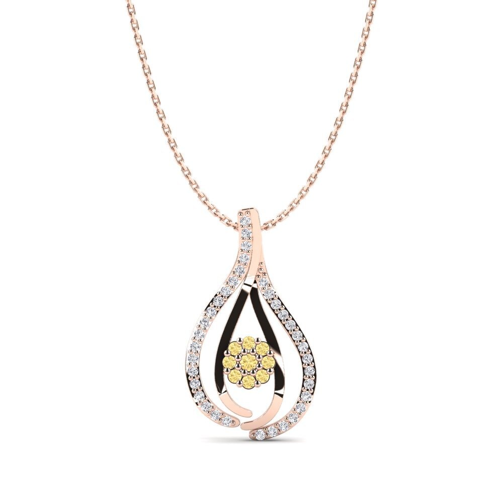 14ct Rose Gold Yellow Diamond Women's Pendant Alexia