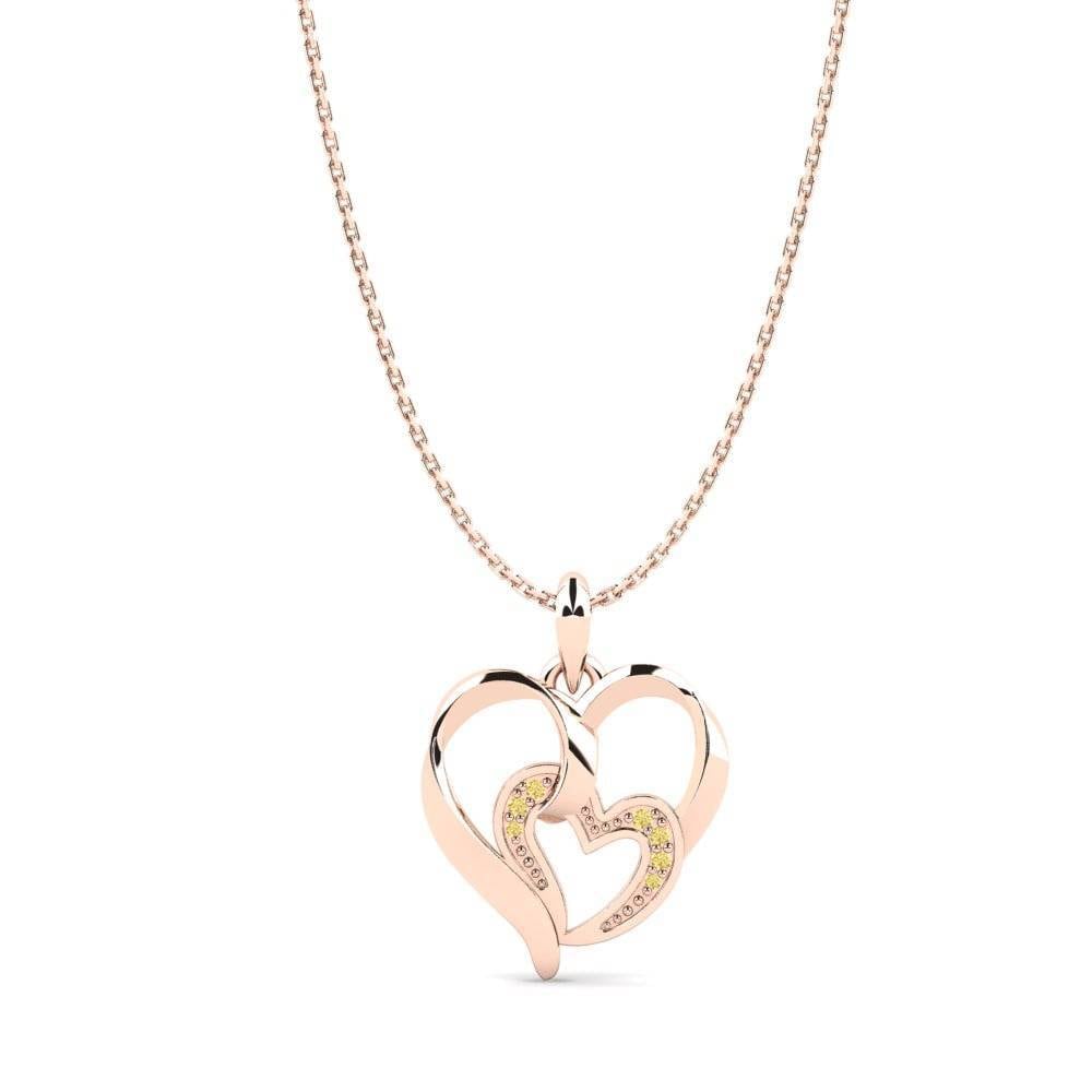 14ct Rose Gold Yellow Diamond Women's Pendant Cassandra