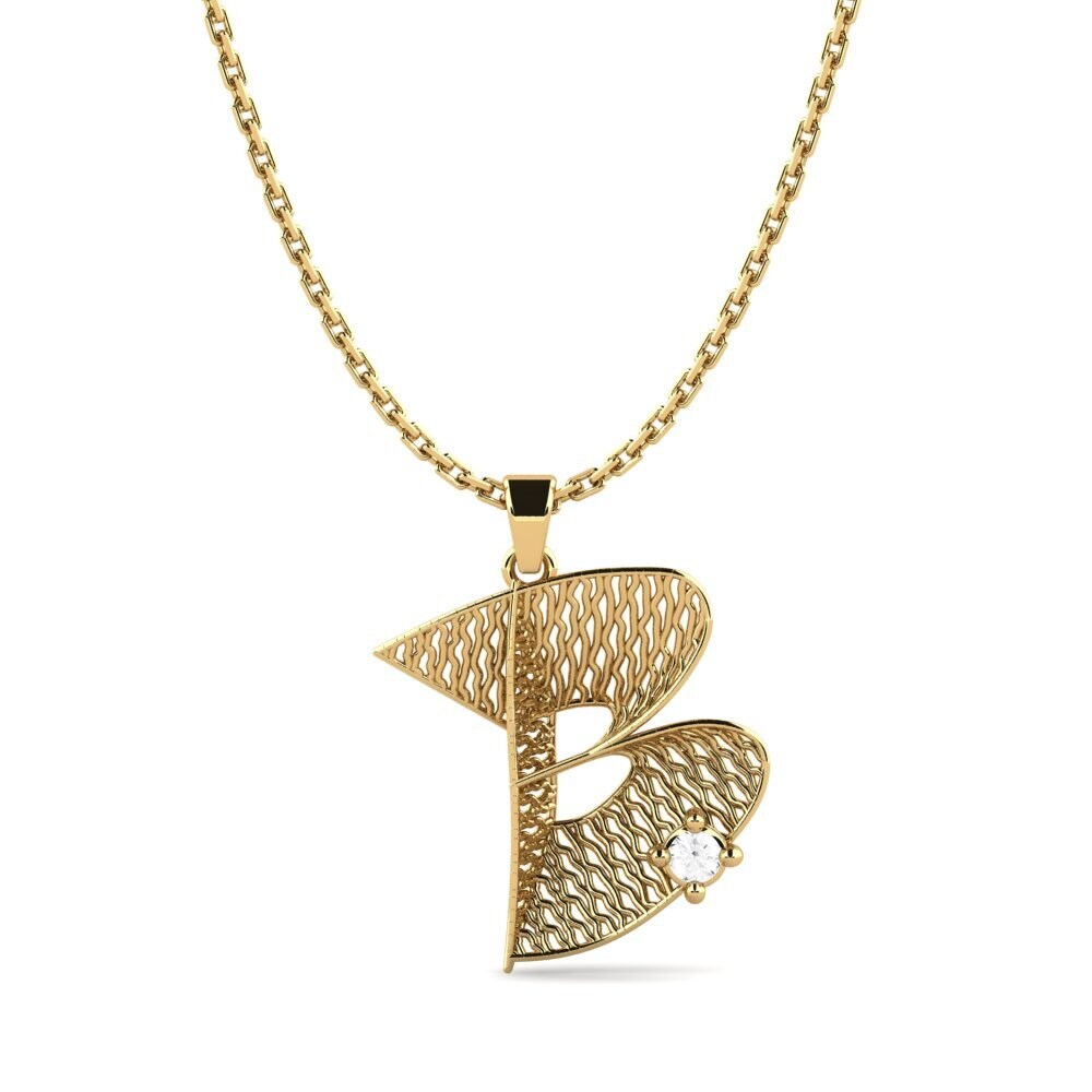 Gelbgold 750 Weißer Saphir Damen anhänger Nadet - B
