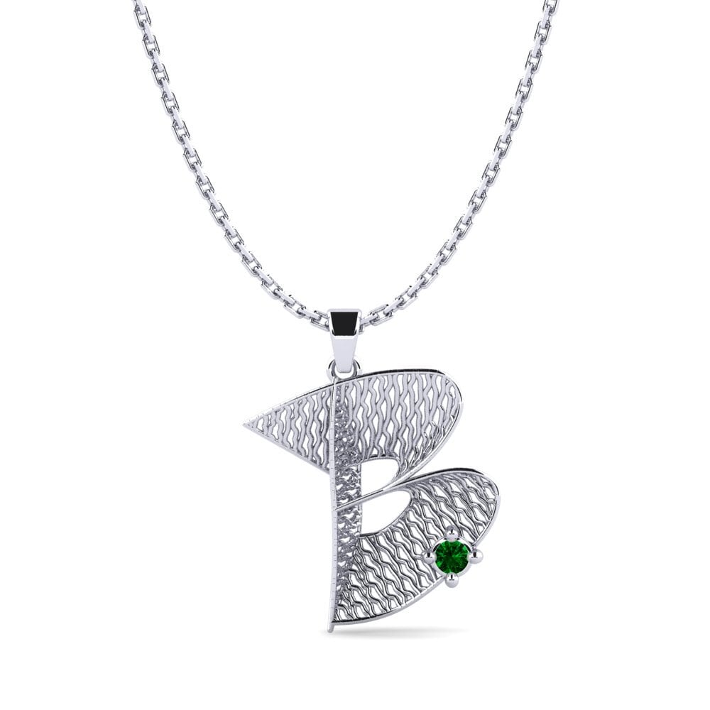 950 Palladium Grüner Zirkonia Damen anhänger Nadet - B