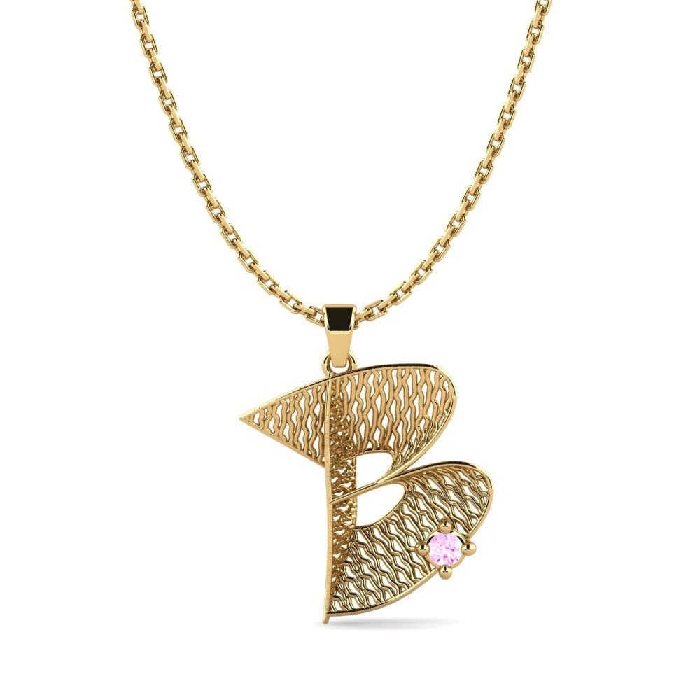 Gelbgold 750 Rosa Saphir Damen anhänger Nadet - B