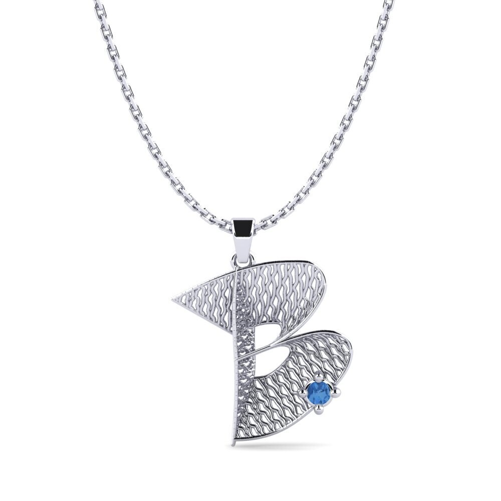 950 Palladium Dunkelblauer Zirkonia Damen anhänger Nadet - B