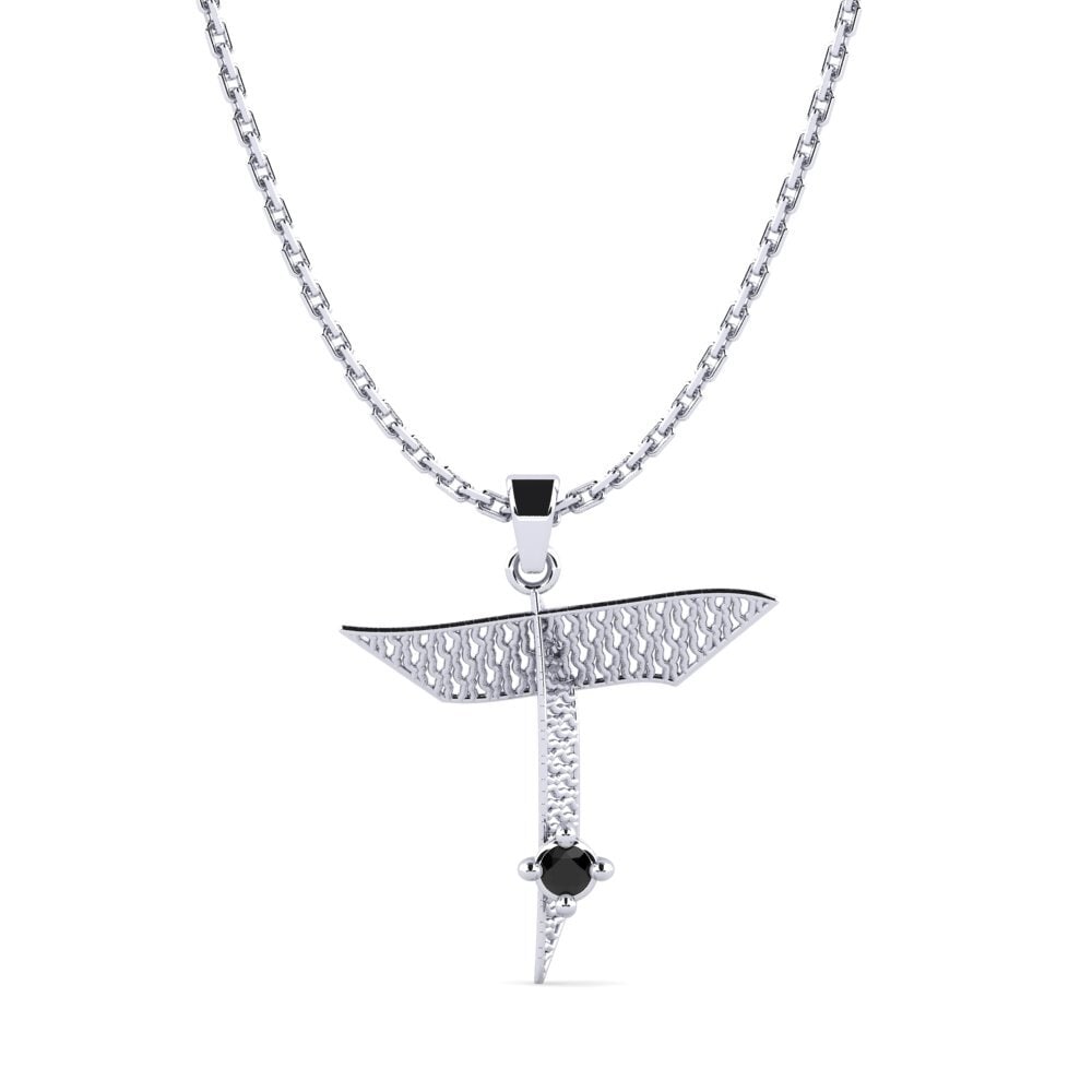 Weißgold 375 Schwarzer Onyx Damen anhänger Nadet - T