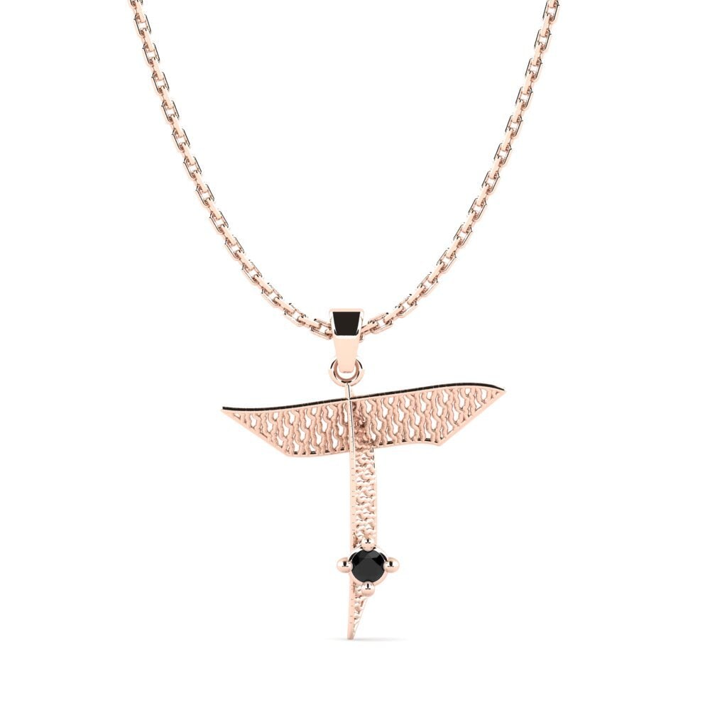 Rotgold 585 Schwarzer Diamant Damen anhänger Nadet - T