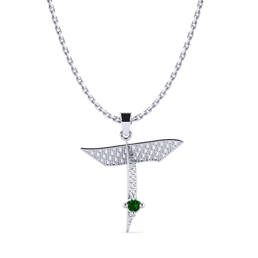 950 Palladium Grüner Zirkonia Damen anhänger Nadet - T