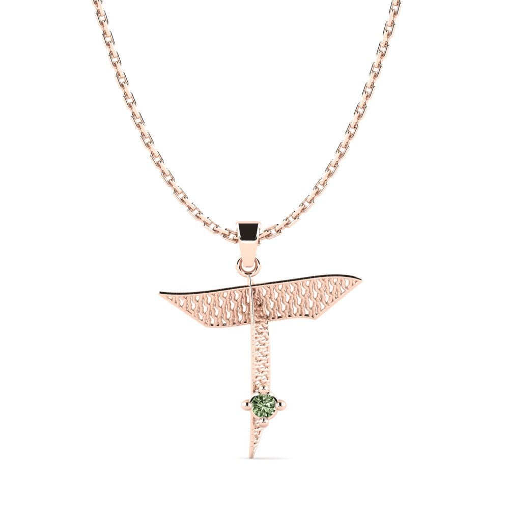 Rotgold 585 Grüner Diamant Damen anhänger Nadet - T