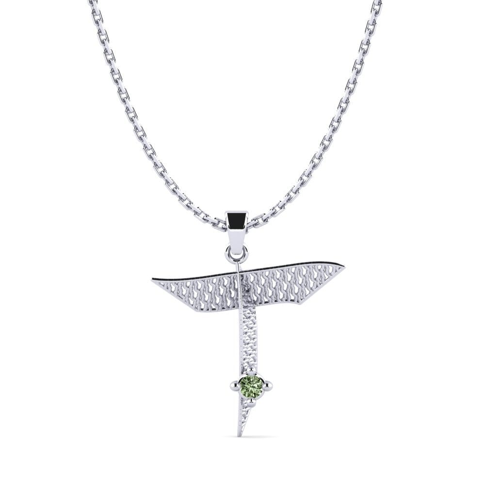 950 Palladium Grüner Diamant Damen anhänger Nadet - T
