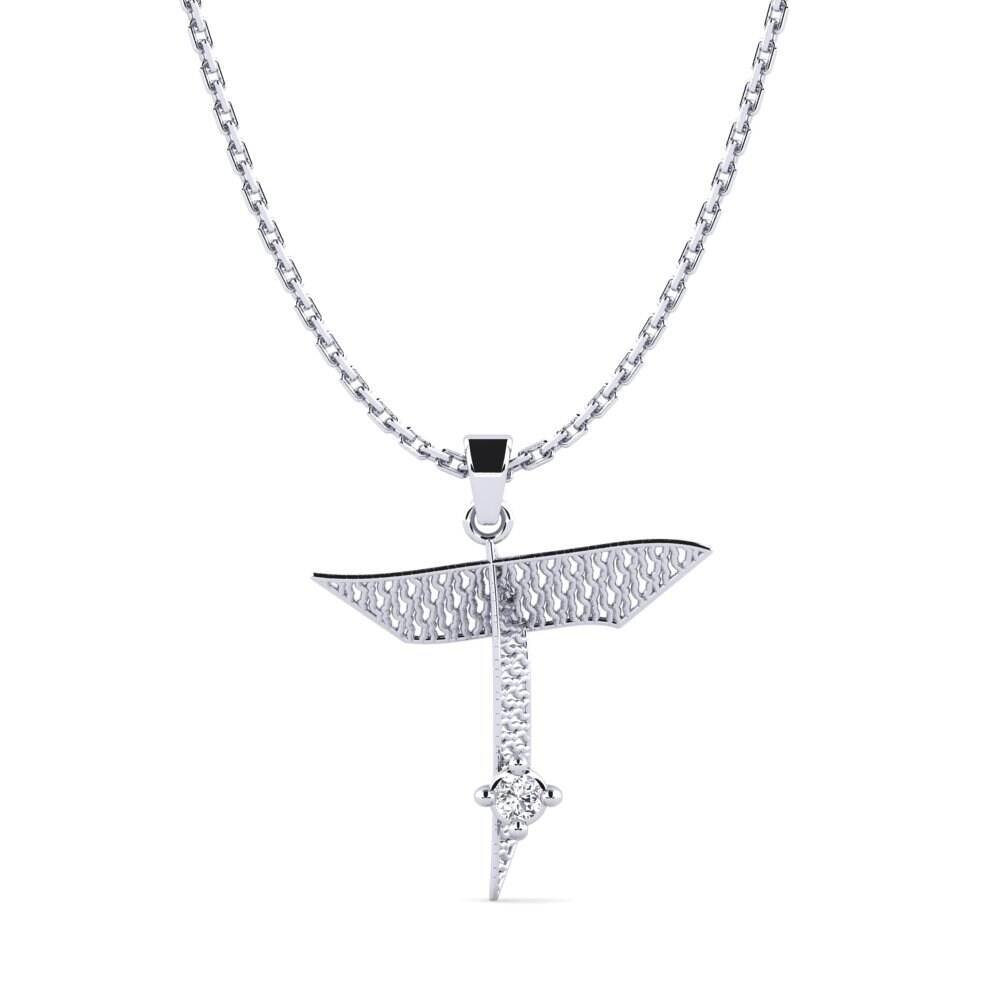 Weißgold 375 Labor-gezüchteter Diamant Damen anhänger Nadet - T