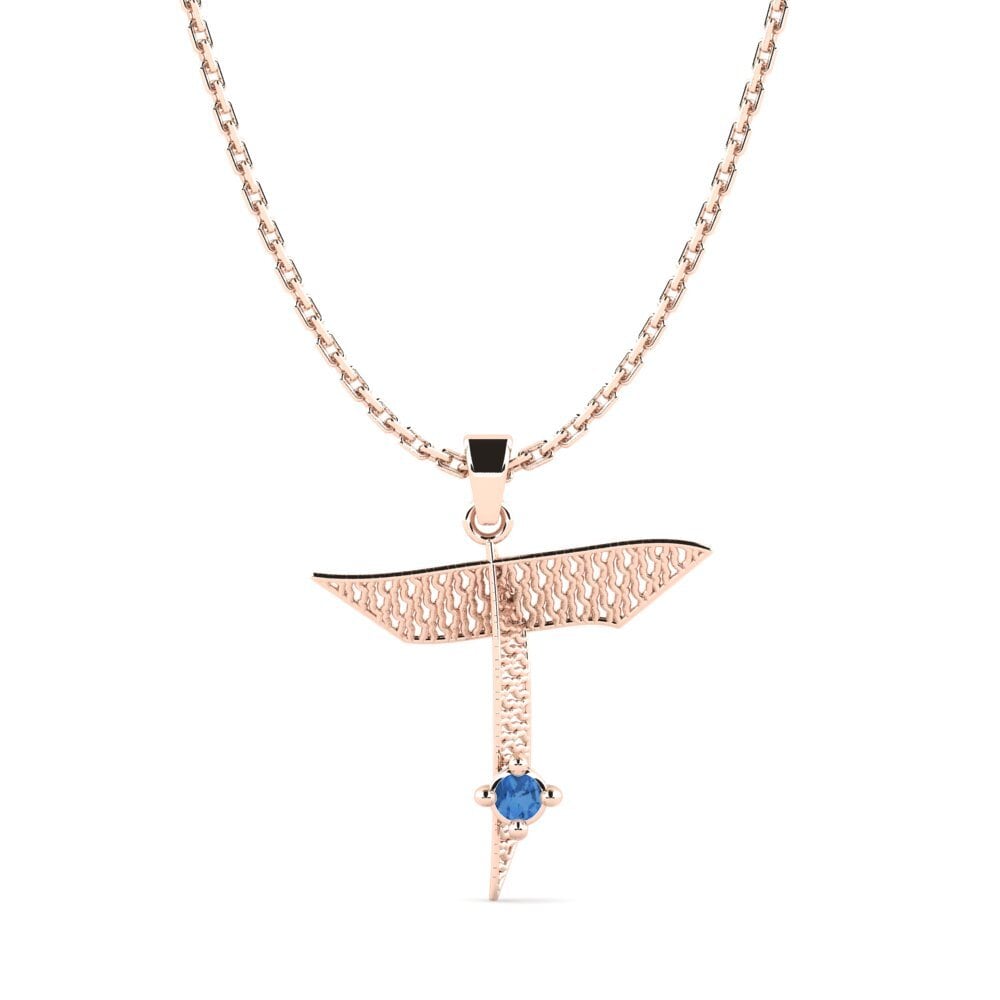 Rotgold 585 Dunkelblauer Zirkonia Damen anhänger Nadet - T