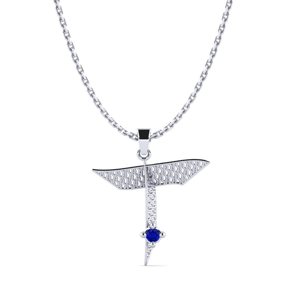 Weißgold 375 Saphir Damen anhänger Nadet - T