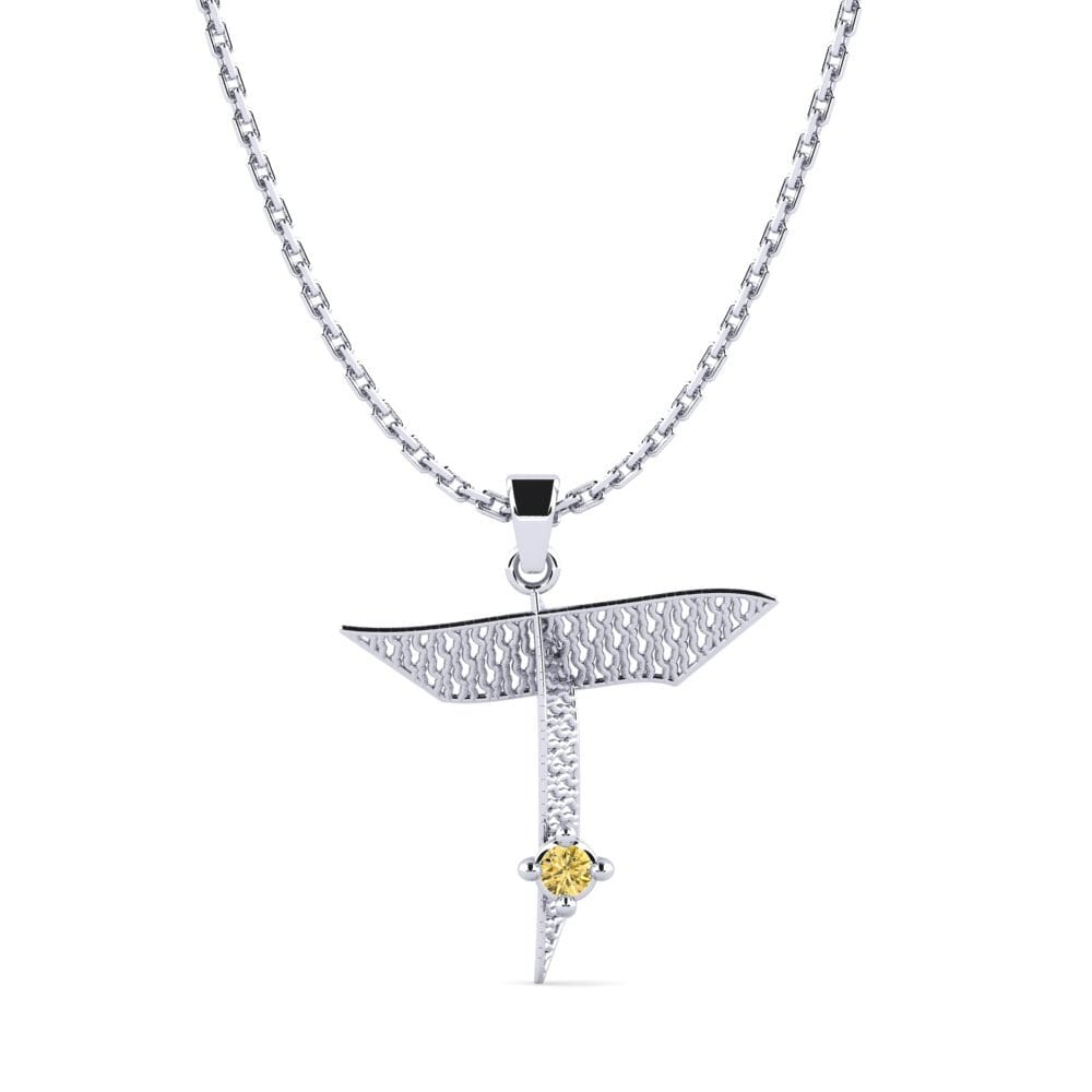 Weißgold 585 Gelber Diamant Damen anhänger Nadet - T