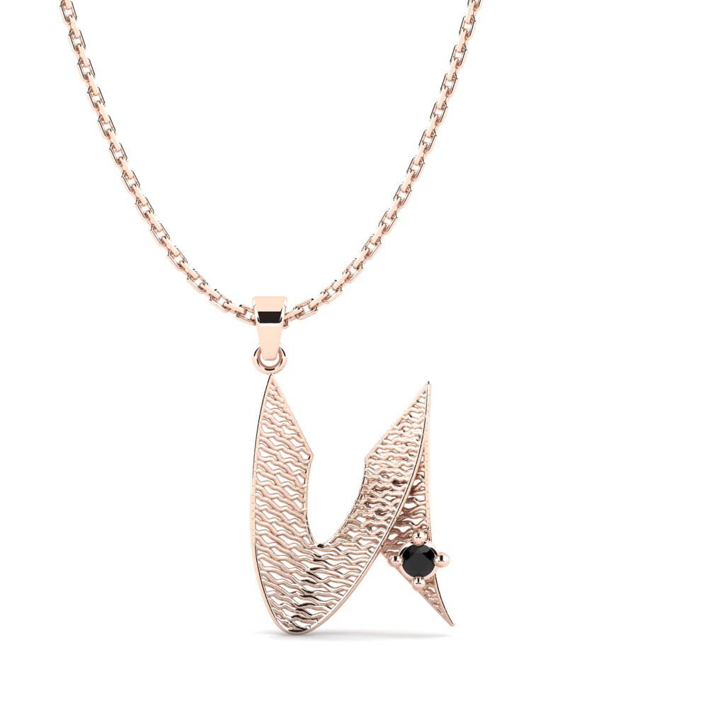 Rotgold 585 Schwarzer Diamant Damen anhänger Nadet - U