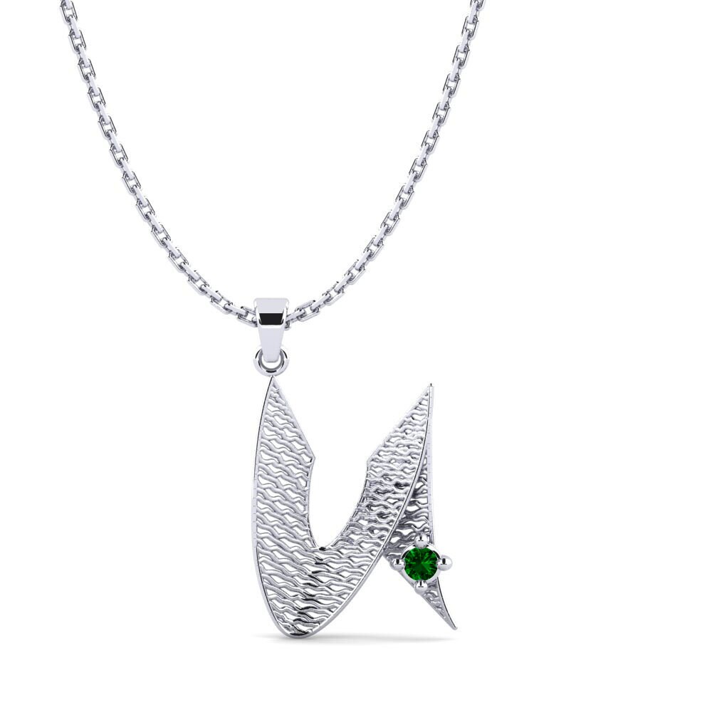 950 Palladium Grüner Zirkonia Damen anhänger Nadet - U