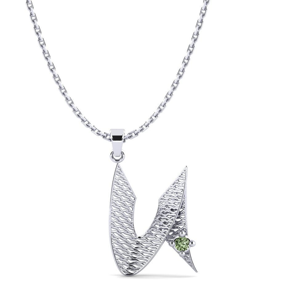 950 Palladium Grüner Diamant Damen anhänger Nadet - U