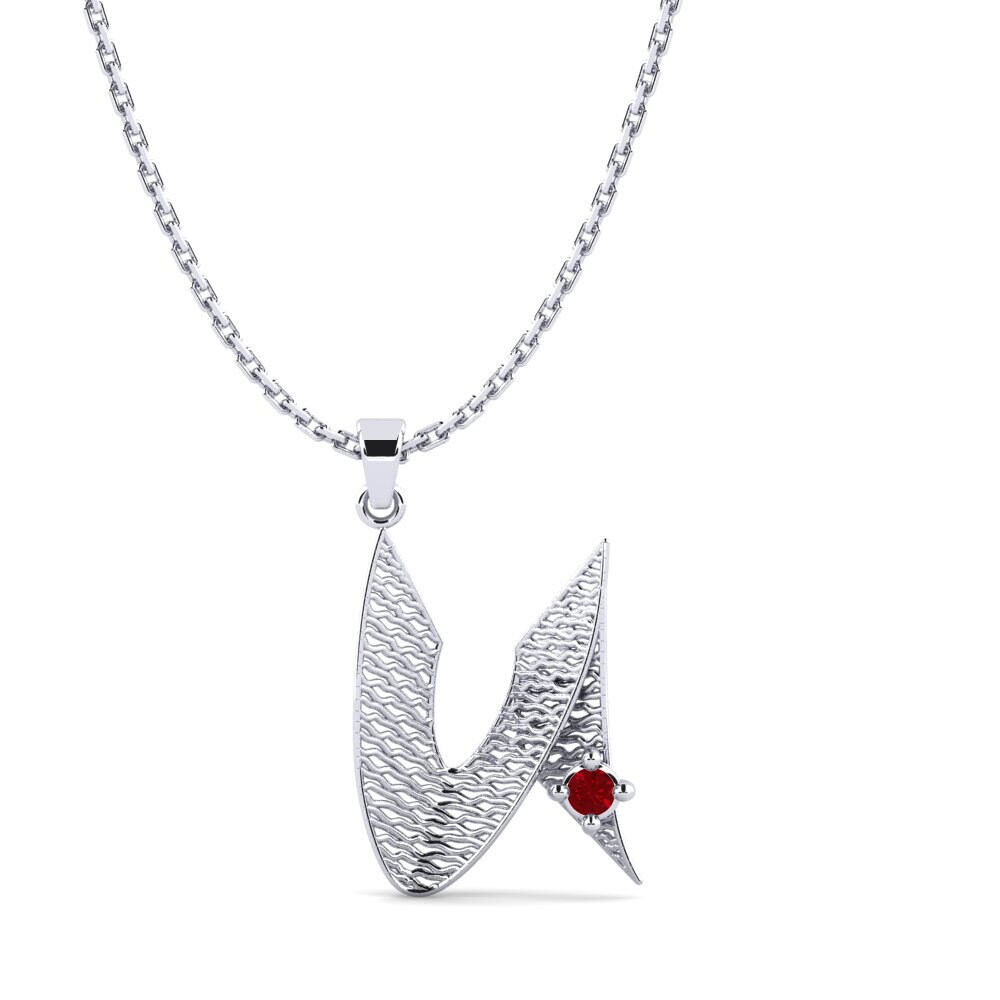 950 Palladium Roter Zirkonia Damen anhänger Nadet - U