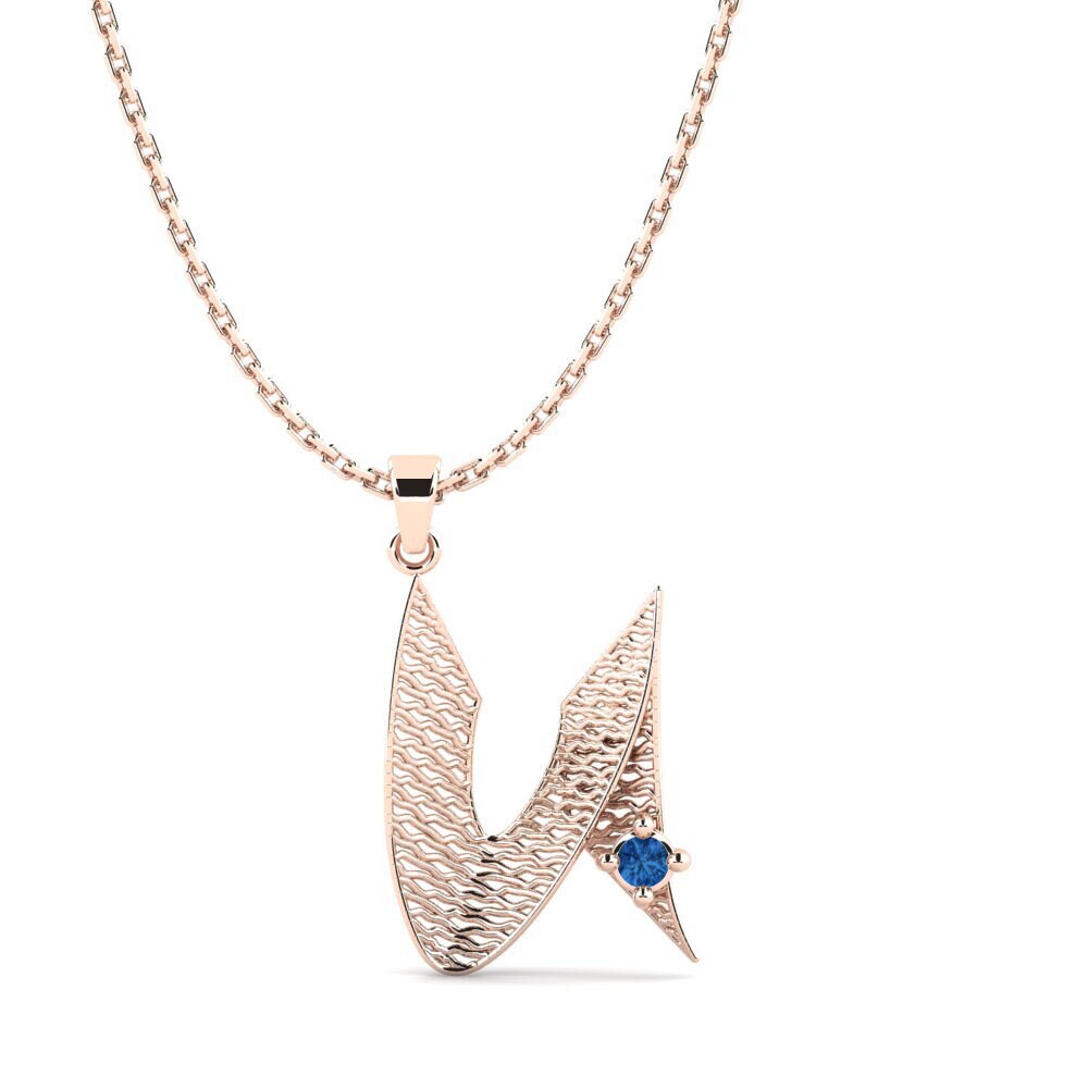 Rotgold 585 Dunkelblauer Zirkonia Damen anhänger Nadet - U