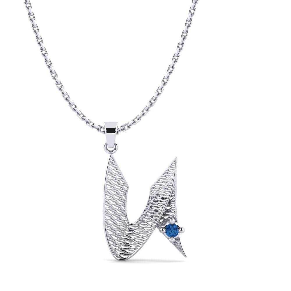 950 Palladium Dunkelblauer Zirkonia Damen anhänger Nadet - U