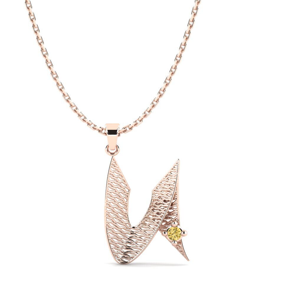 Rotgold 585 Gelber Diamant Damen anhänger Nadet - U