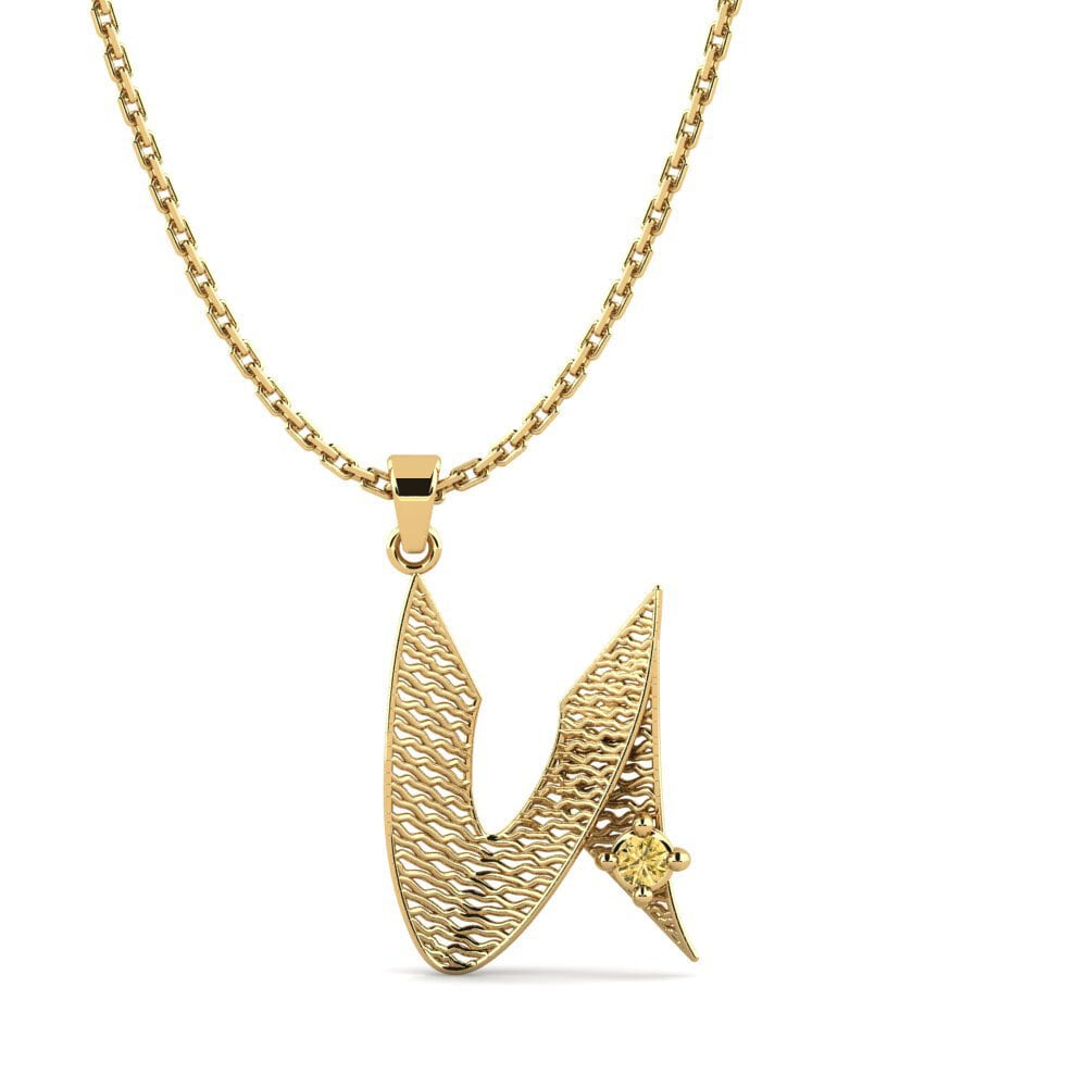 Gele Diamant Dames Hanger Nadet - U