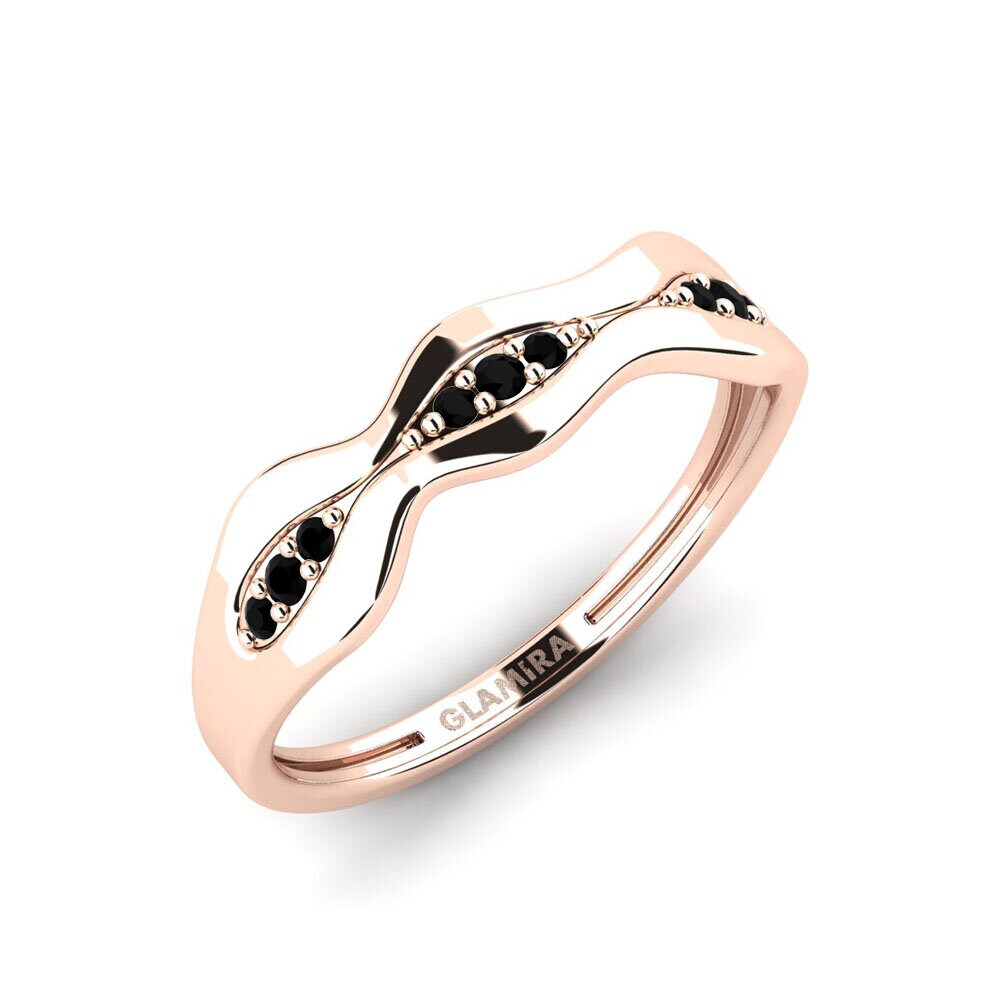 14k Oro Rosa Ónix Negro Anillo Nagendra