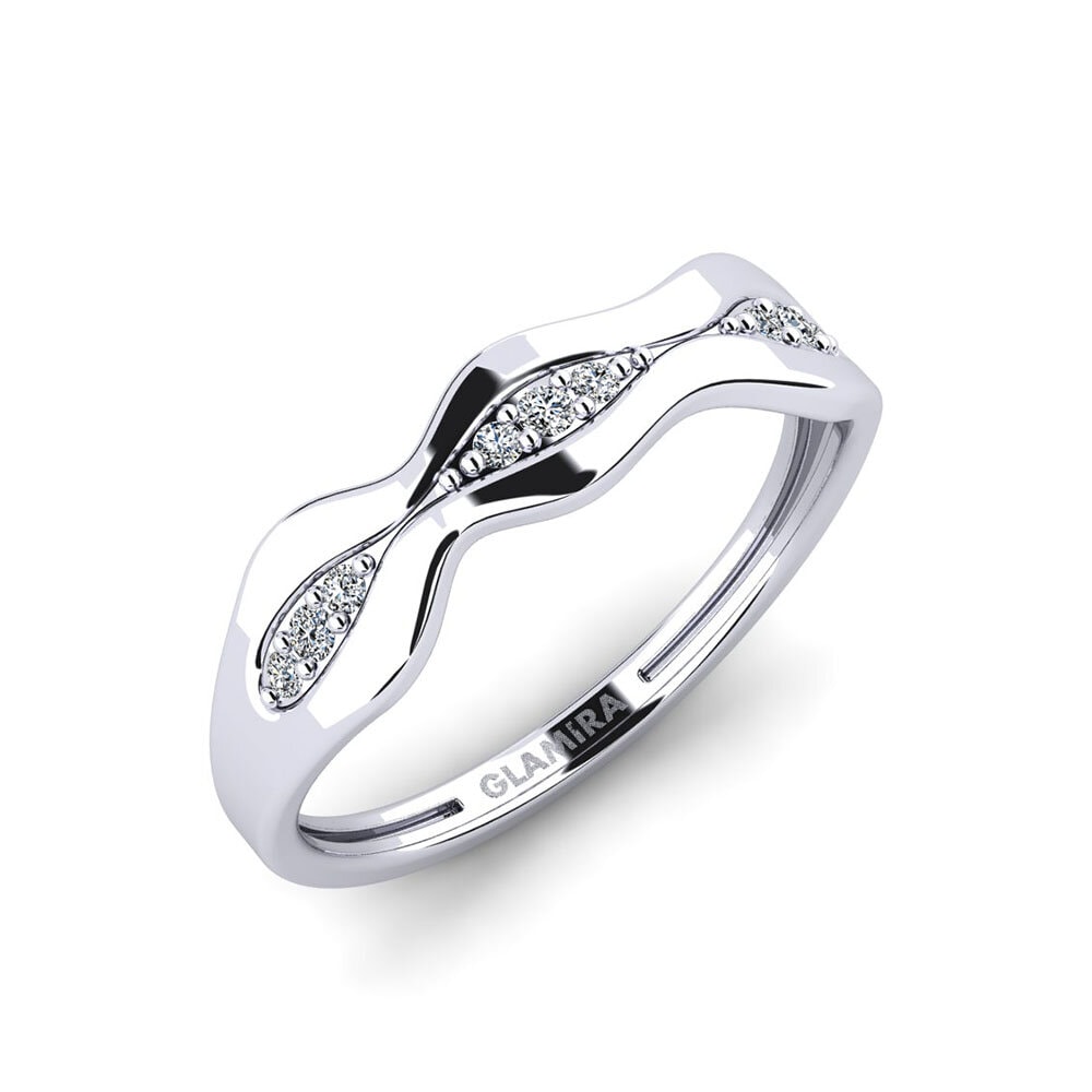 14k Oro Blanco Circonita Anillo Nagendra