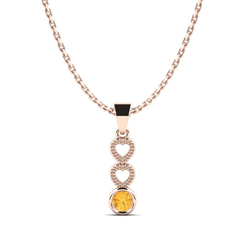 14k Oro Rosa Citrino Colgante de Mujer Nagoya